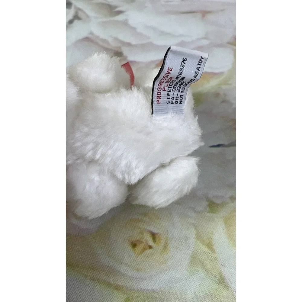 White Teddy Bear Plush Jointed Progressive Red Bow Stuffed Animal TAG Candy Gift